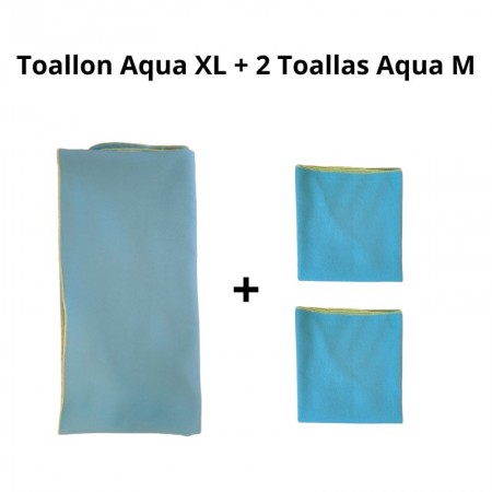 Una Toalla microfibra XL 1.30x0.70 + Dos Toallas microfibra M 0.25x.050