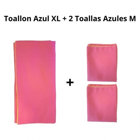 Una Toalla microfibra XL 1.30x0.70 + Dos Toallas microfibra M 0.25x.050